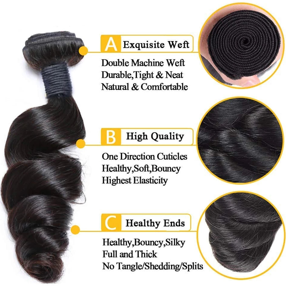 Dachic Hair 13x4 13x6 4x4 5x5 Lace Frontal Closure With Loose Wave Human Hair Bundles Brazilian Hair Weave Bundles