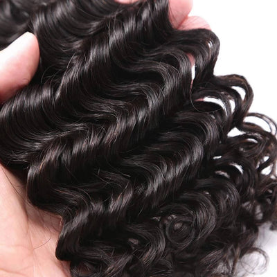 Dachic Hair 12A Deep Wave Human Hair 3 Bundles With 13x4 Lace Frontal 100% Remy Human Hair