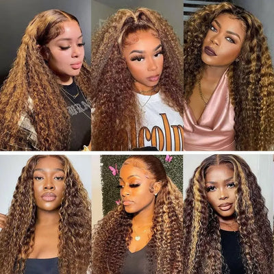 No.9 Dachic Hair Deep Wave 13x4 Lace Frontal Wig P4/27 Highlight Brazilian Human Hair Frontal Wig