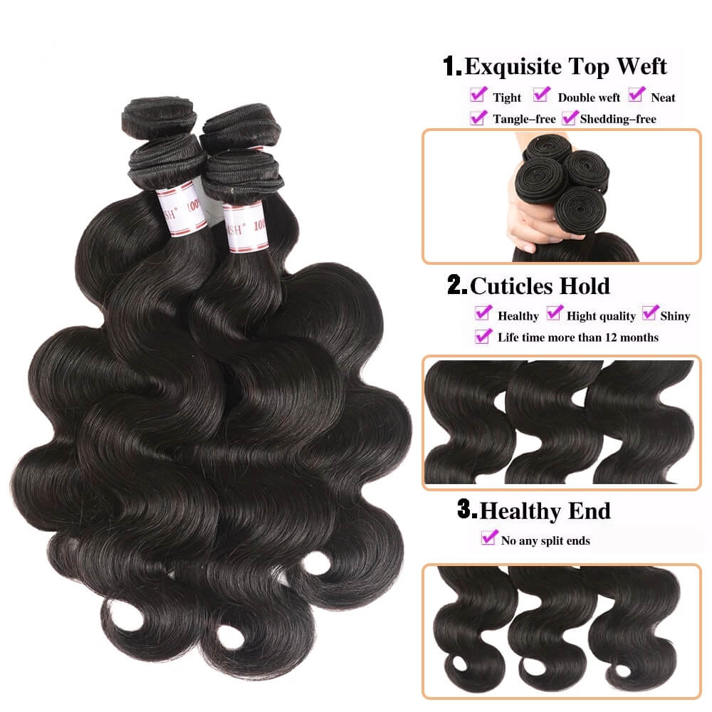 Dachic Hair Malaysian Body Wave 4 Bundles Human Hair Remy Hair Weft Weaving