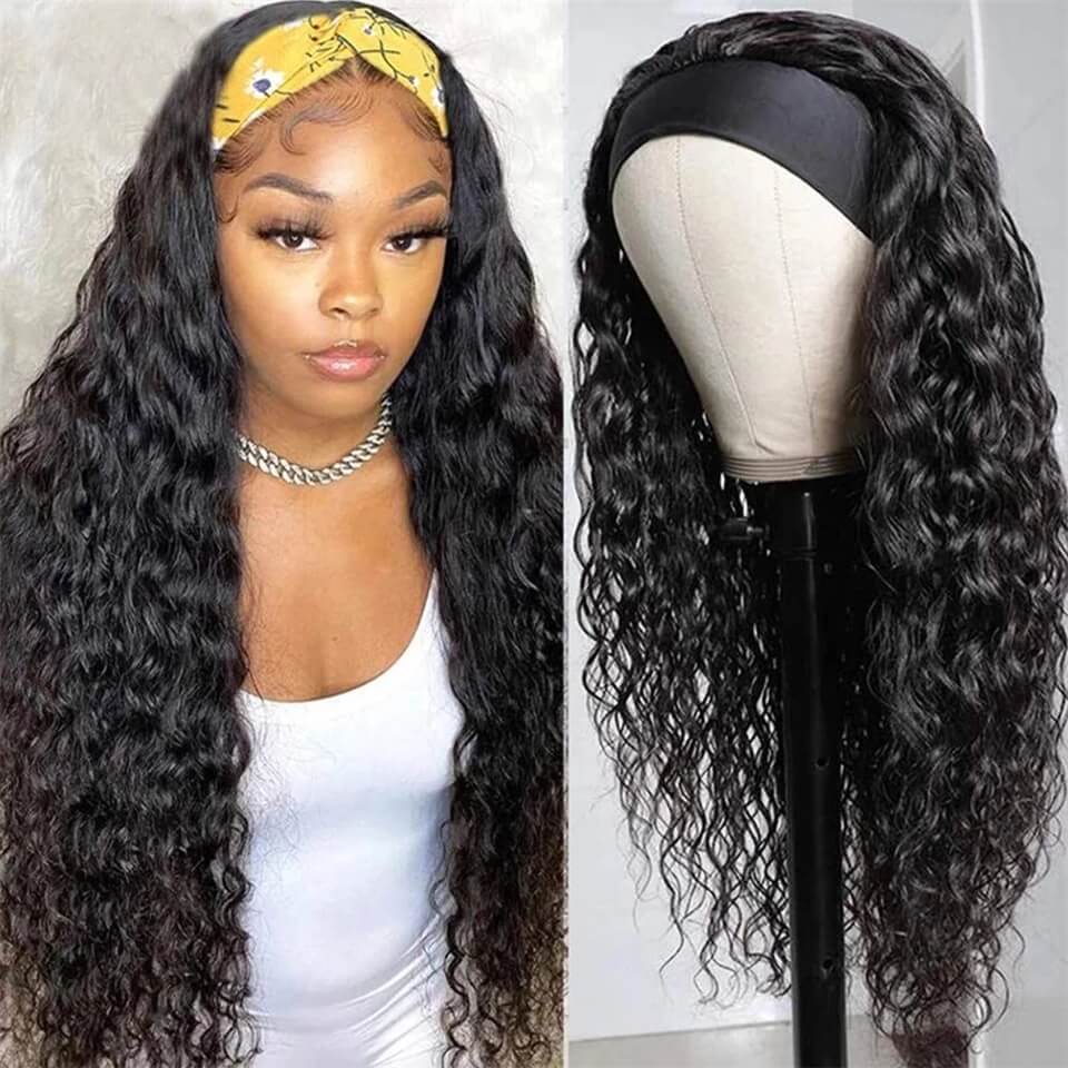 Dachic Hair Water Wave Headband Wigs Human Hair Wigs For Women