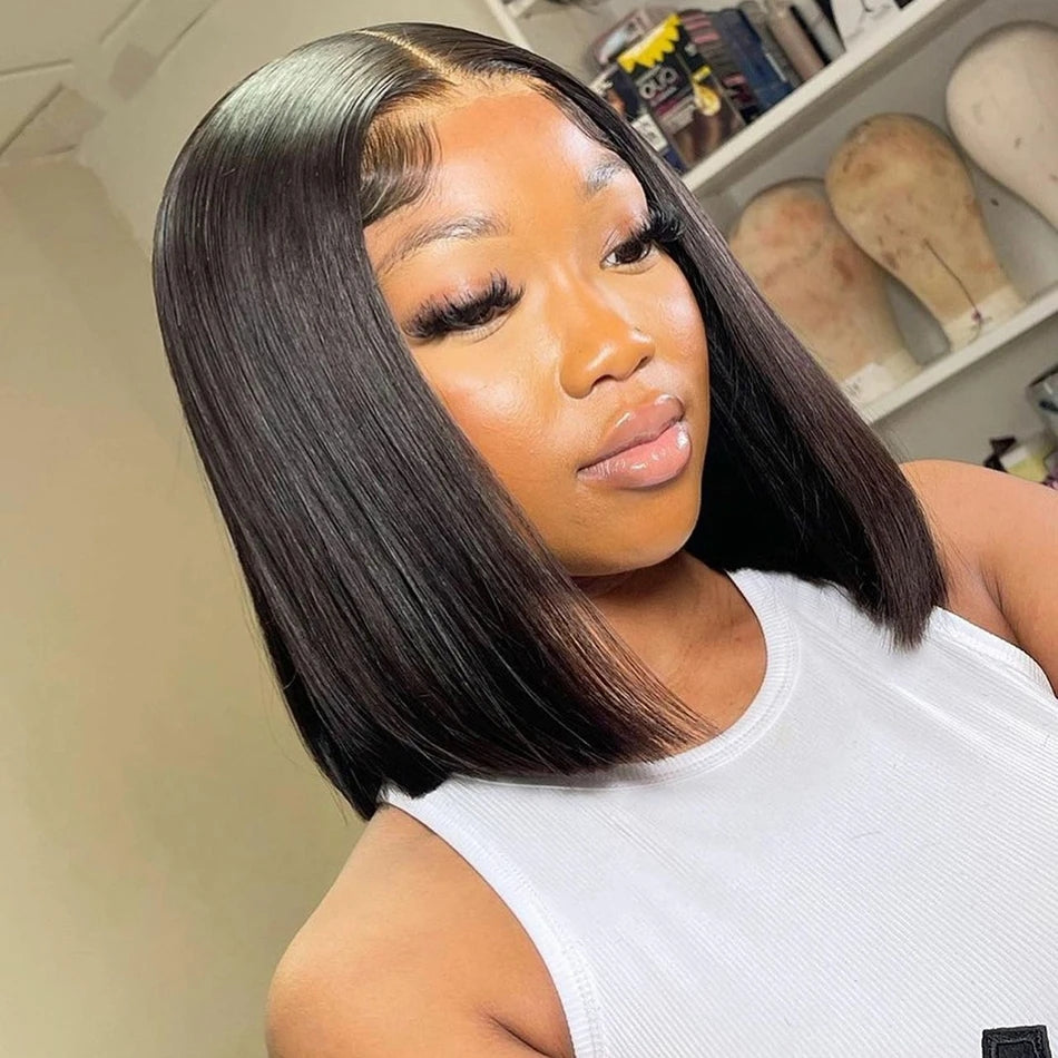 Dachic Hair Bob Bone Straight 13x4 Full Lace Frontal Pre Plucked Brazilian Human Hair Wigs