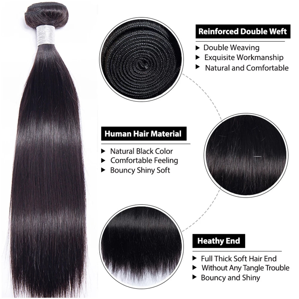 Dachic Hair Straight Hair Extension Human Hair Bundles 1 Piece Hair Weaves Nature Color