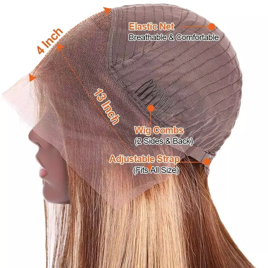 Dachic Hair 13x4  Lace Front Human Hair Wigs 4/27# Highlight Colored Straight Frontal Wigs 180% 200% Density